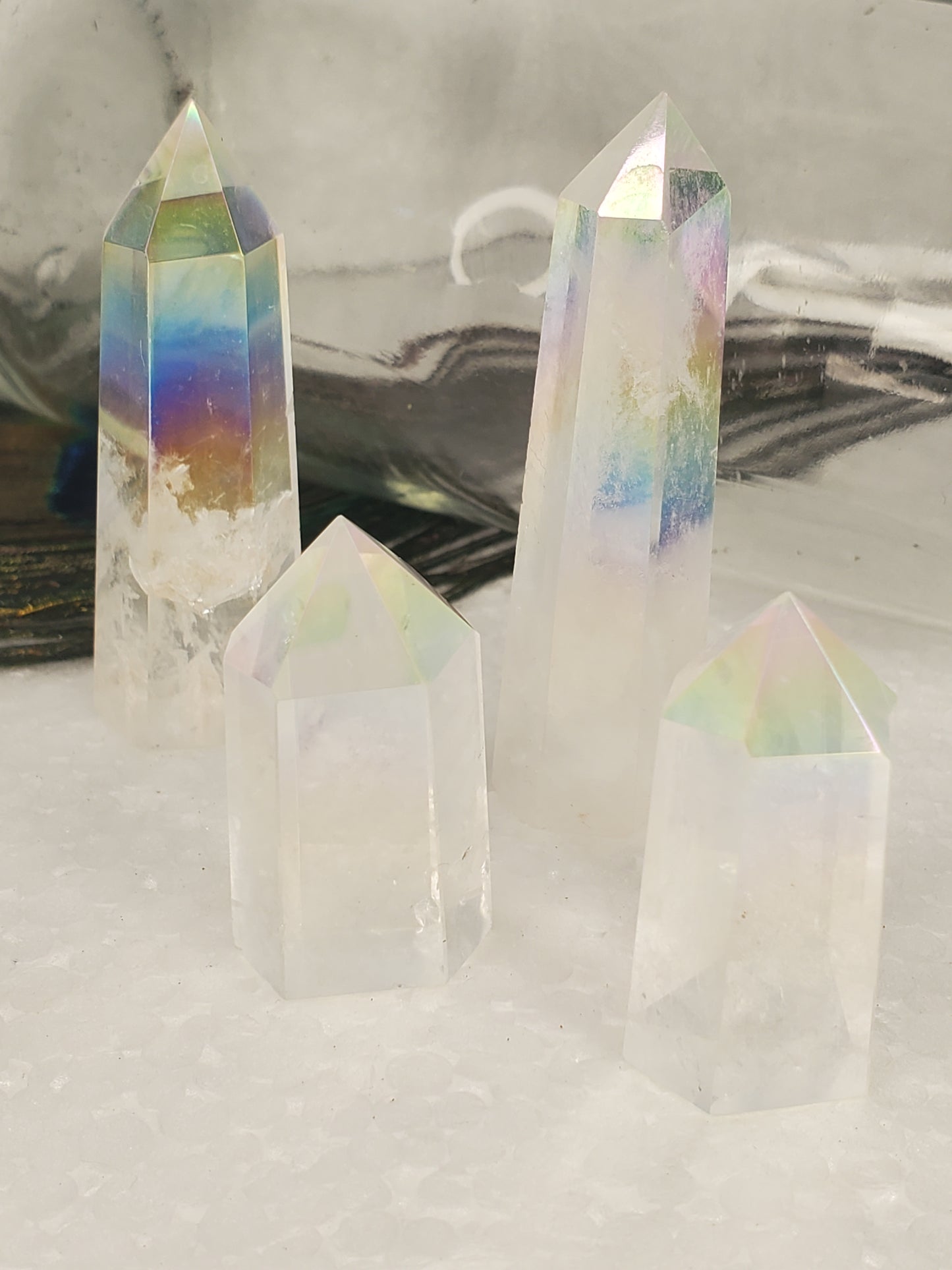 Clear Aura Quartz Mini Tower-E