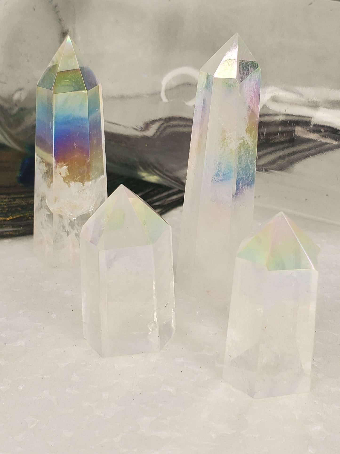 Clear Aura Quartz Mini Tower-G