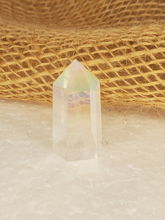 Clear Aura Quartz Mini Tower-E