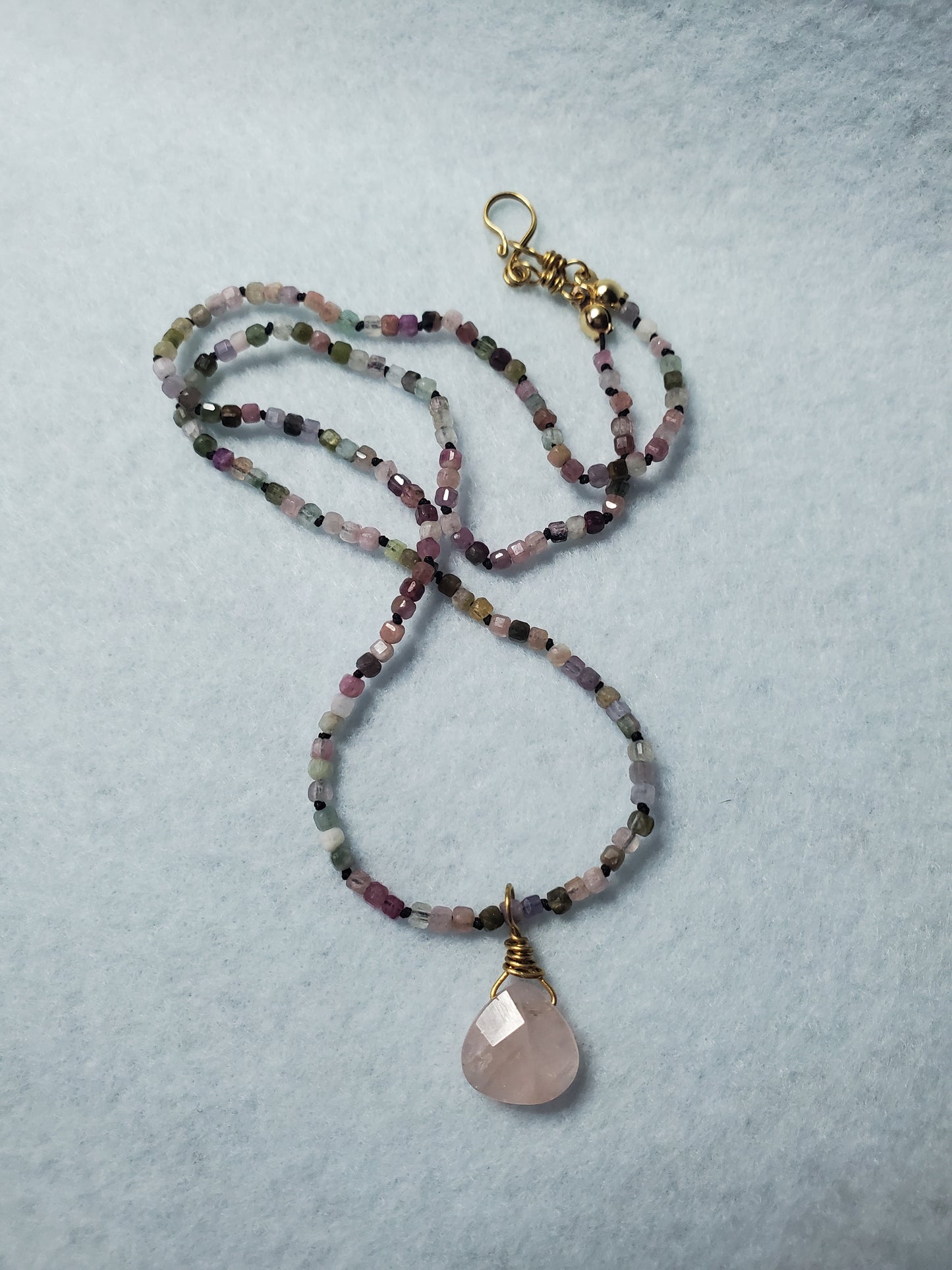 Rainbow Tourmaline & Rose Quartz Pendant