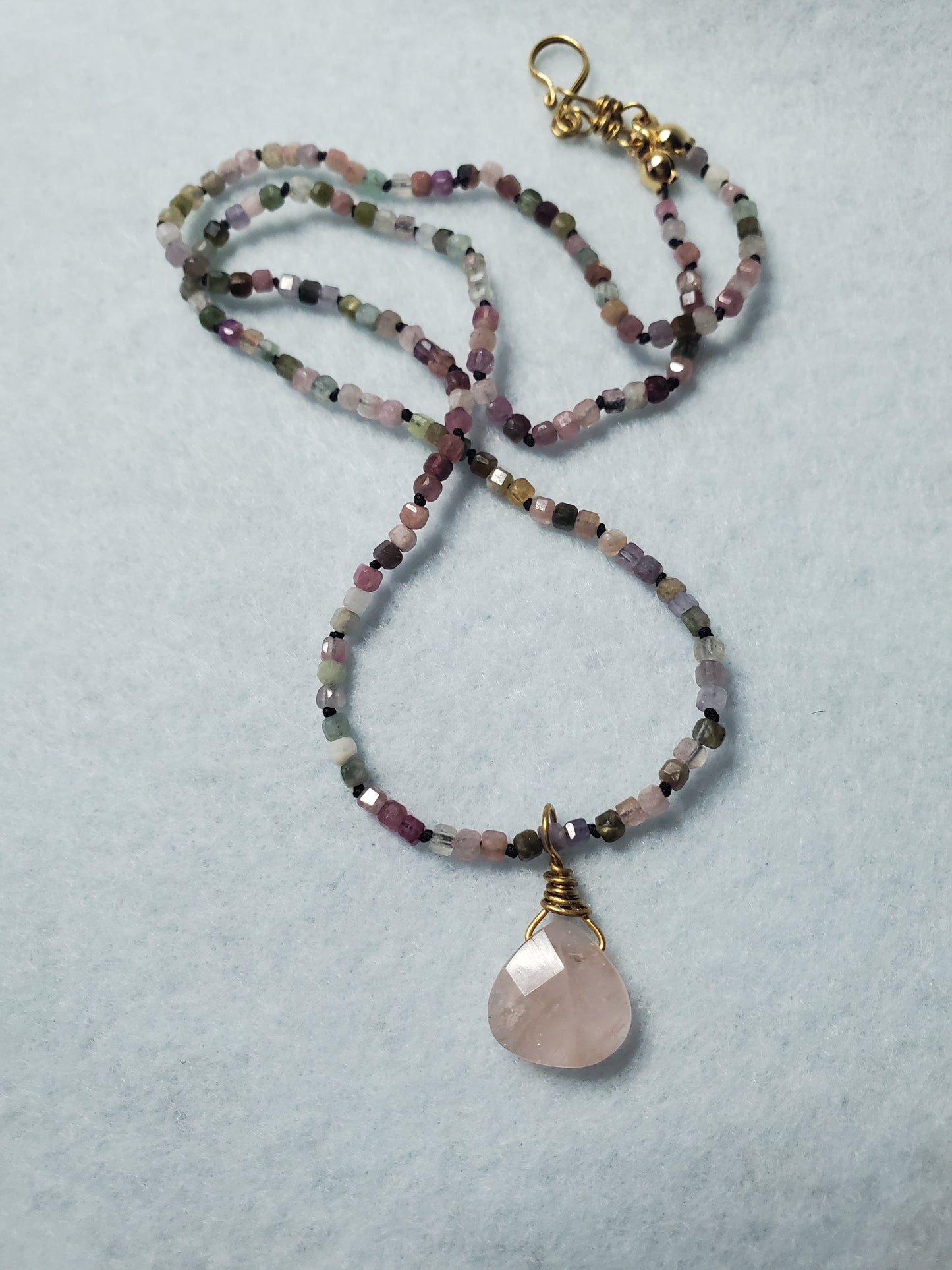 Rainbow Tourmaline & Rose Quartz Pendant