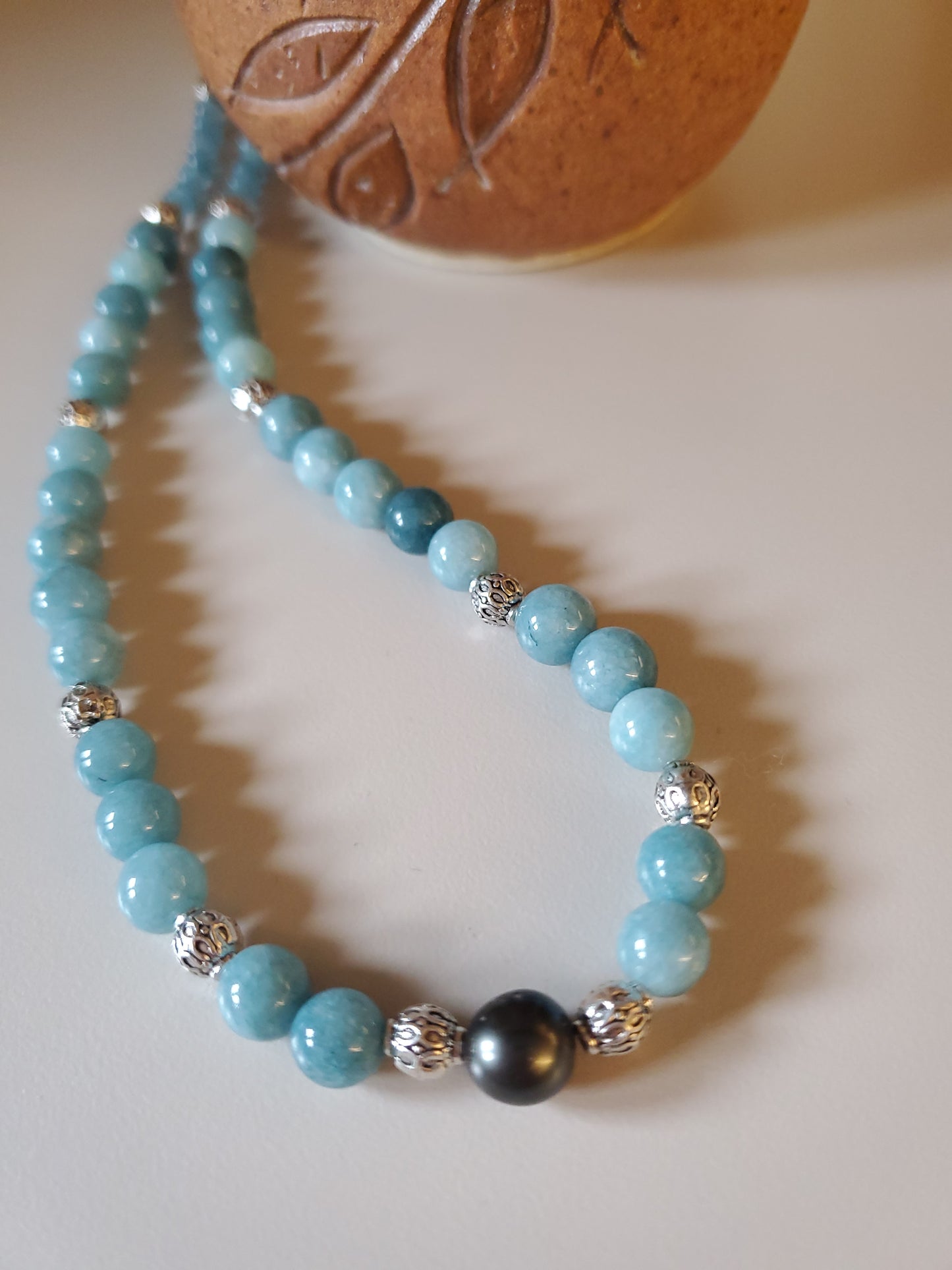 Tahitian & Aquamarine Necklace