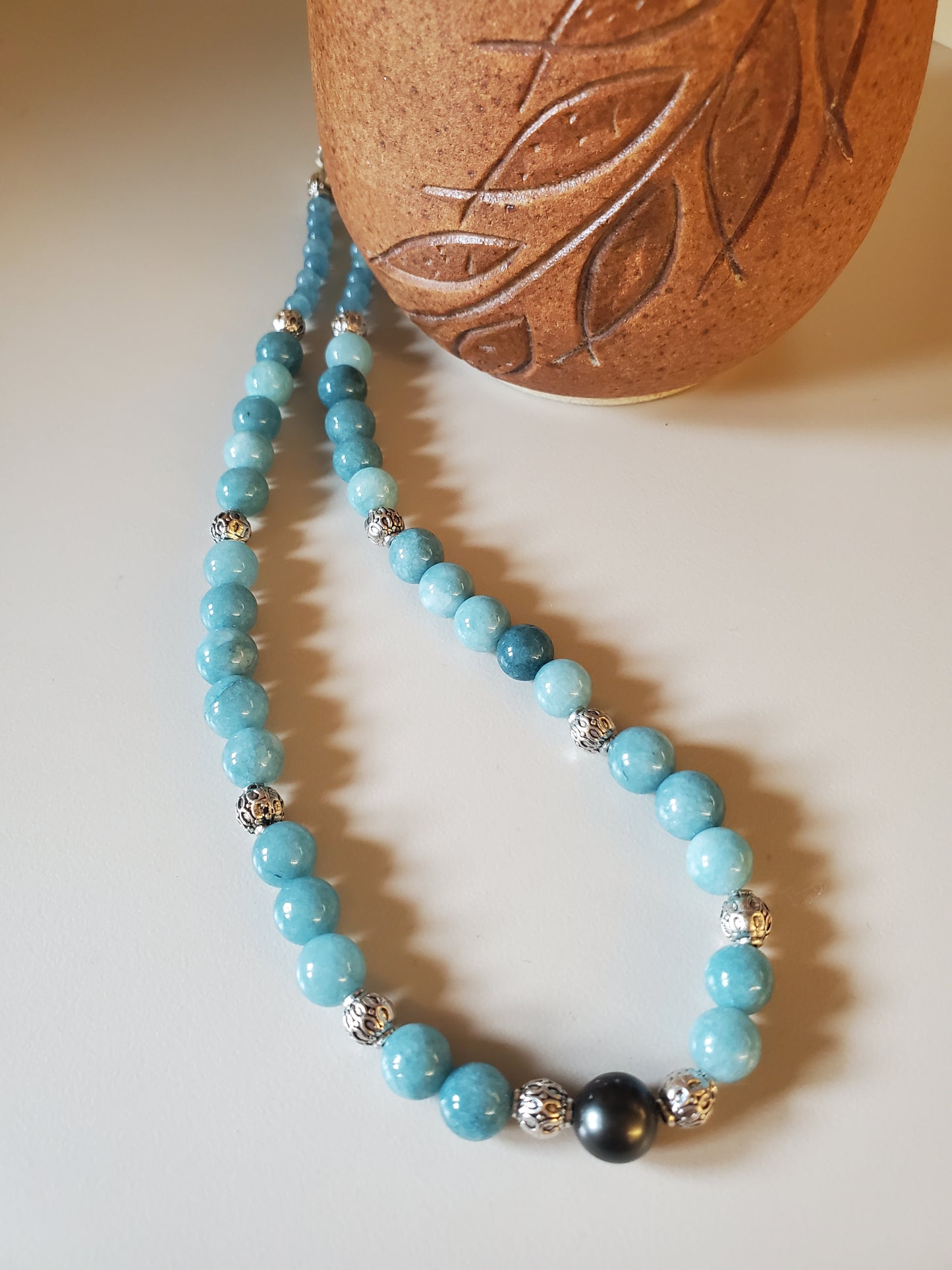 Tahitian & Aquamarine Necklace