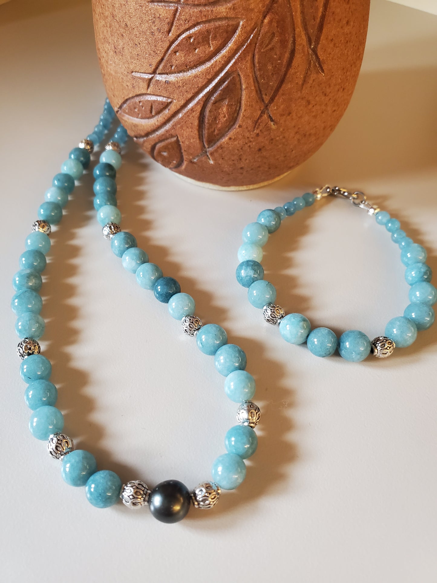 Tahitian & Aquamarine Necklace