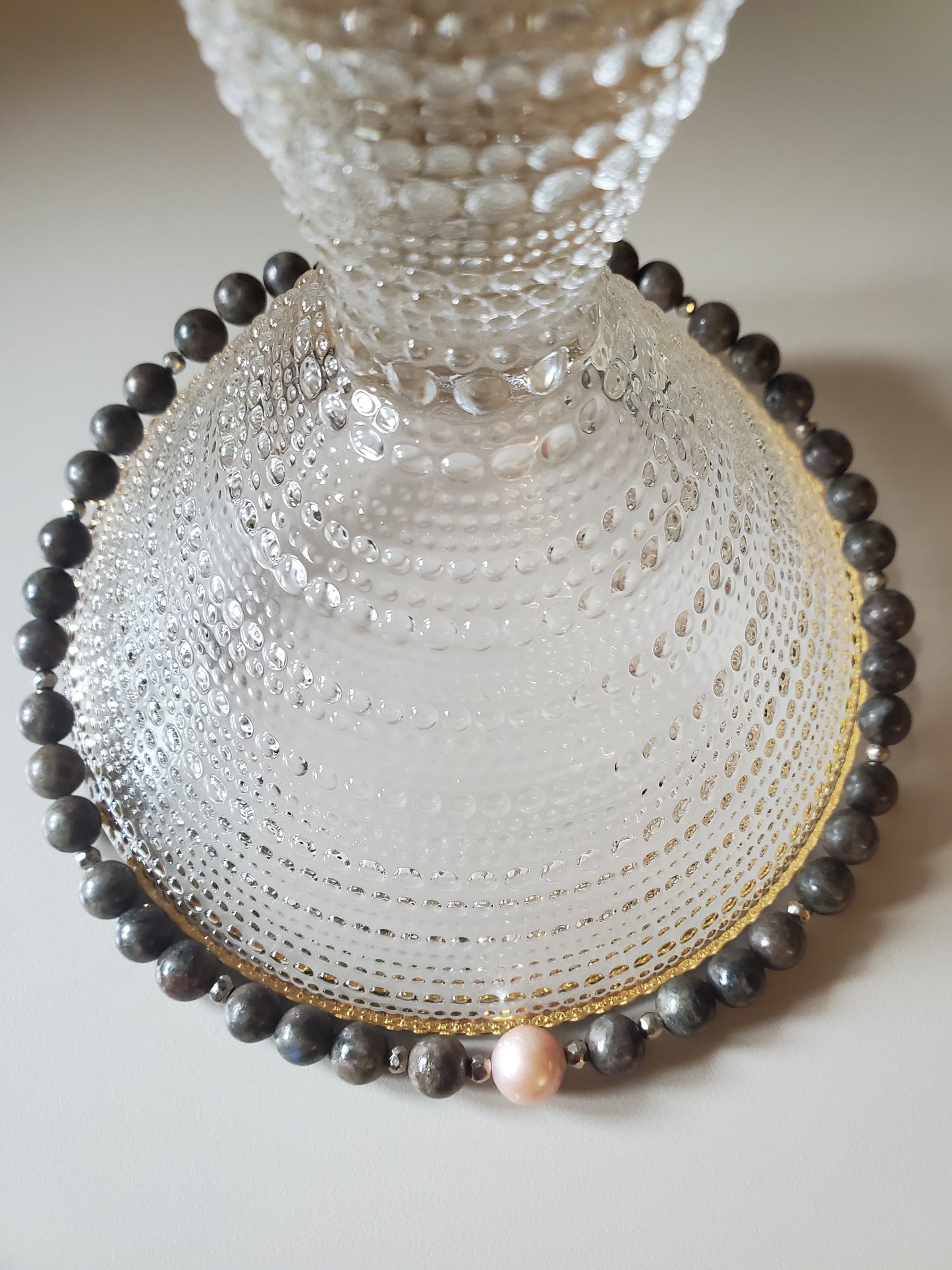 Chocolate Labradorite & Edison Pearl Necklace