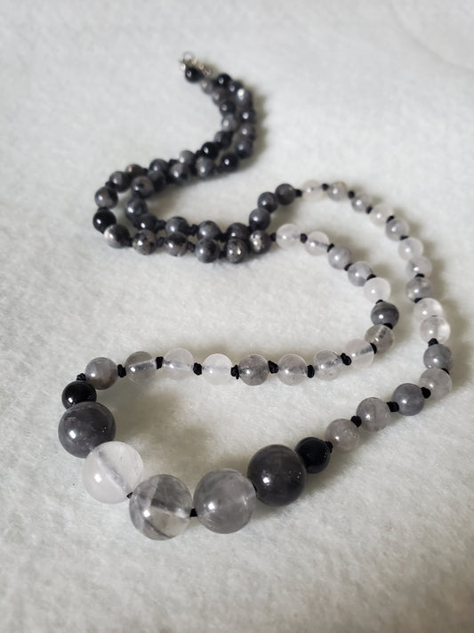 Cloud Quartz & Larvikite Necklace