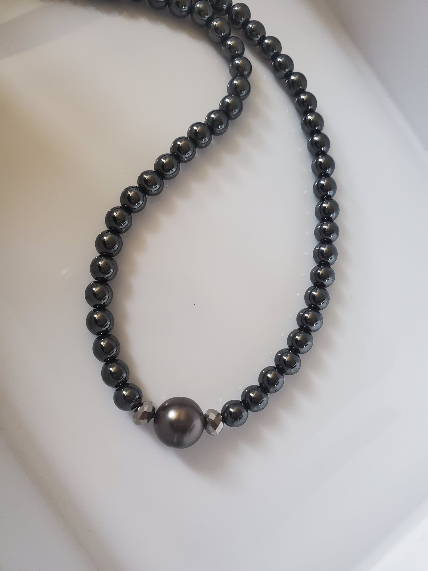 Black Tahitian & Hematite Necklace