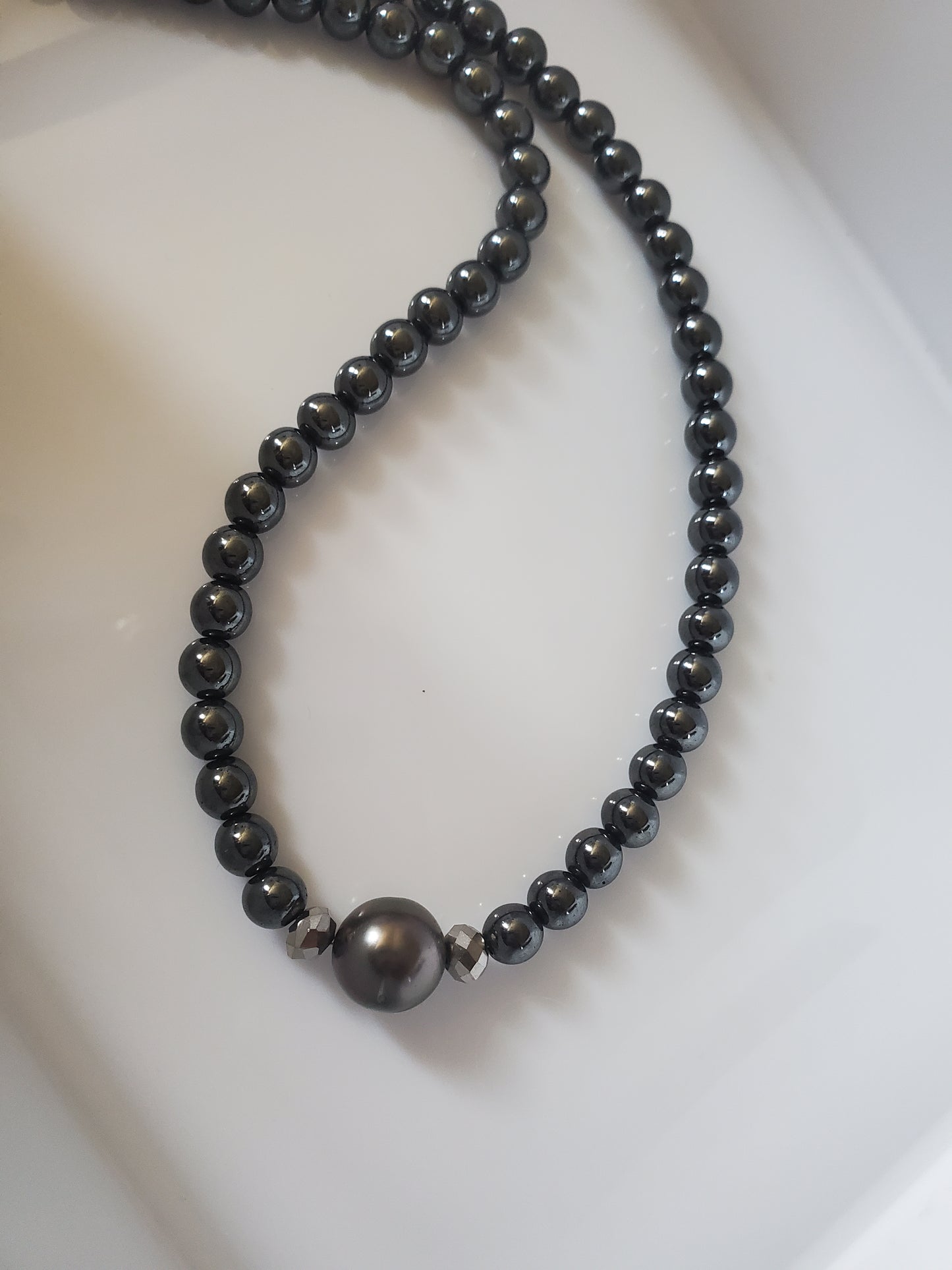 Black Tahitian & Hematite Necklace