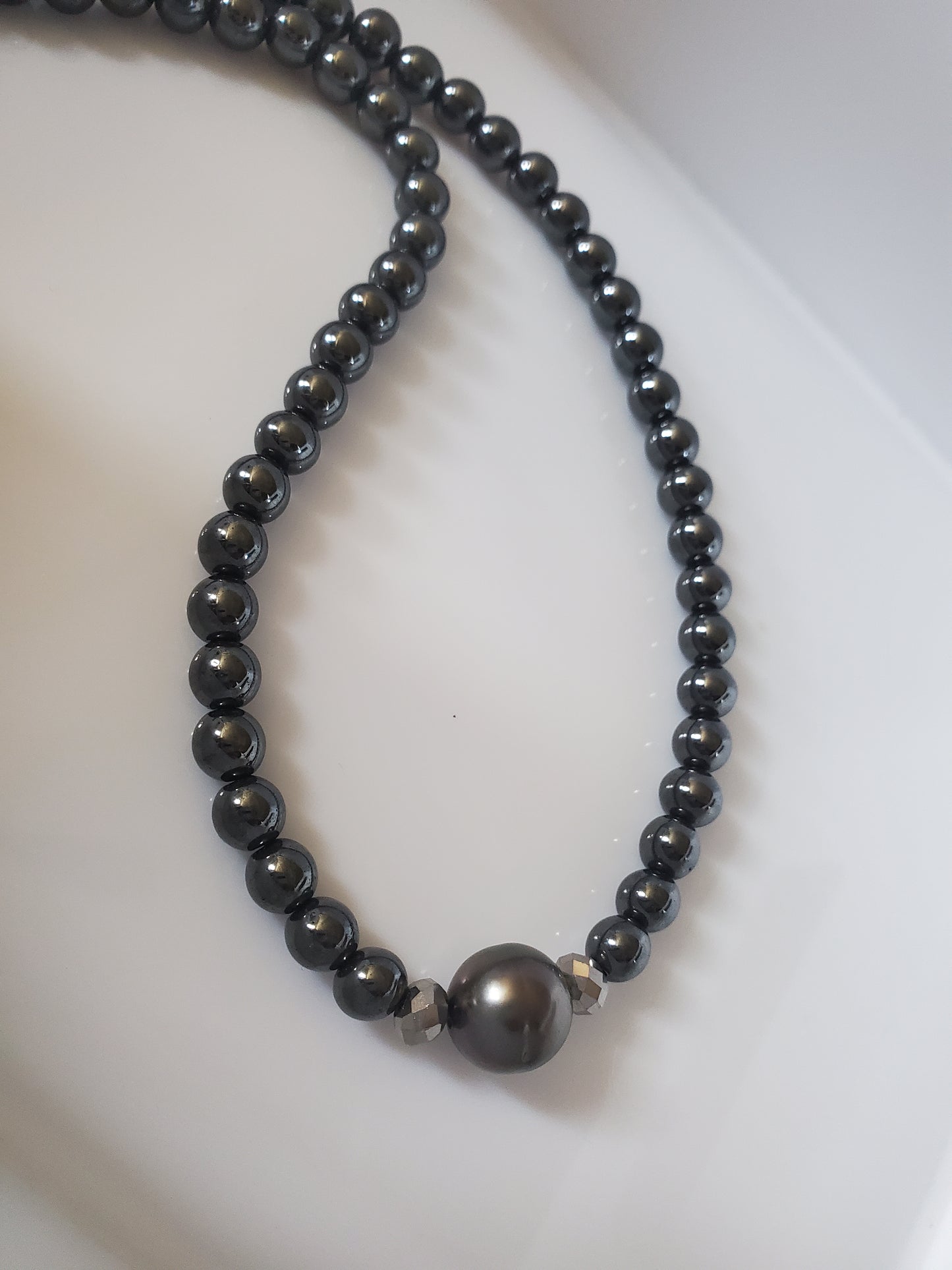 Black Tahitian & Hematite Necklace