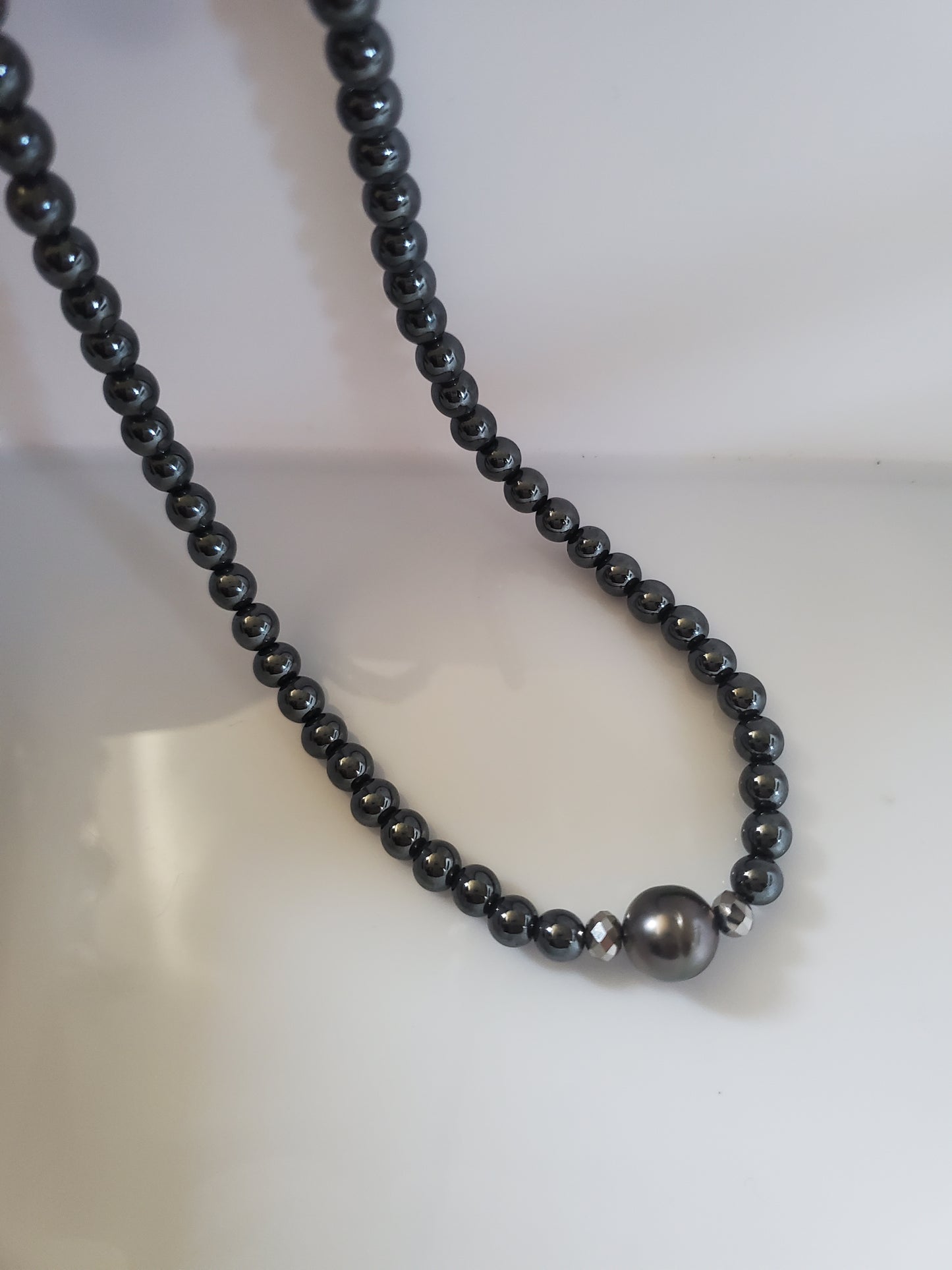 Black Tahitian & Hematite Necklace