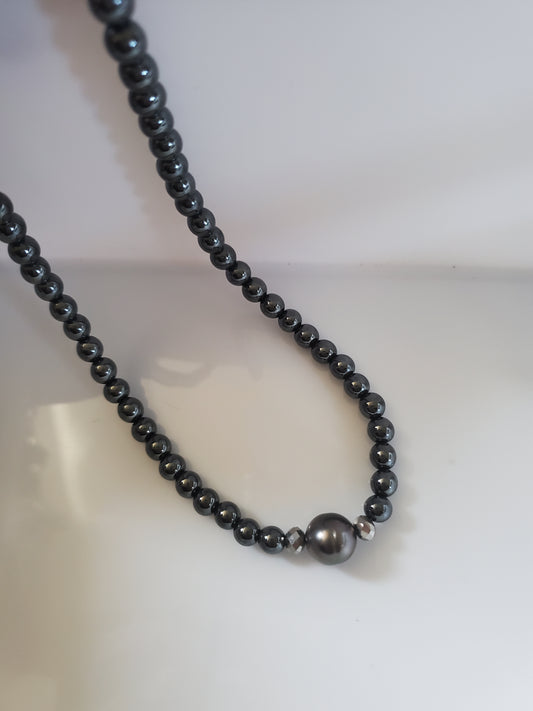 Black Tahitian & Hematite Necklace