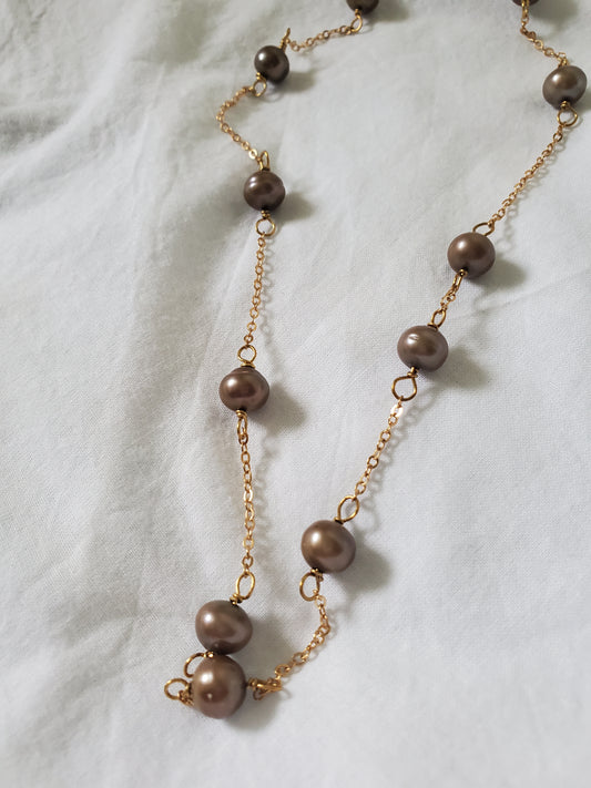 Chocolate Freshwater Pearl Chain