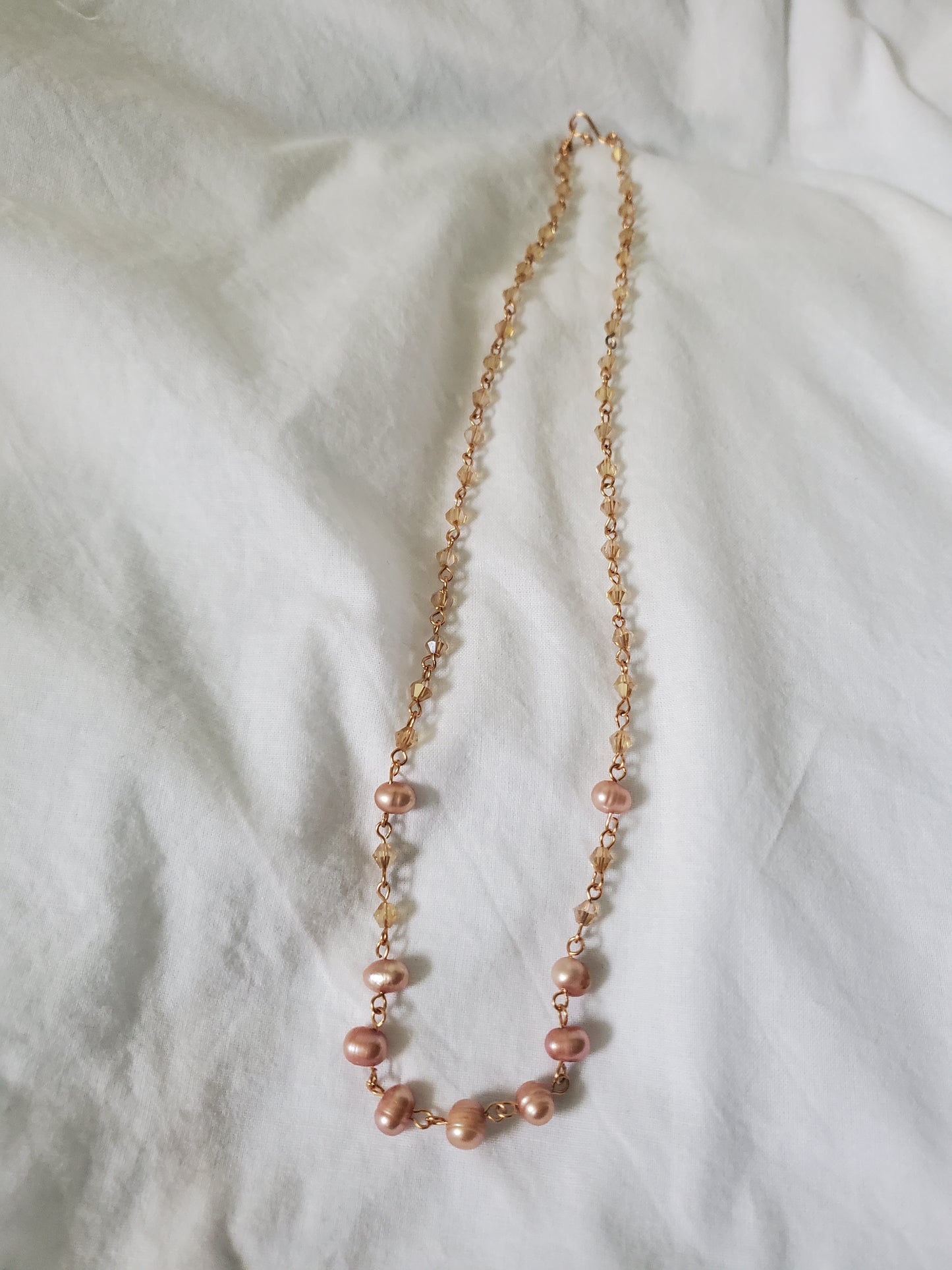 Pink Freshwater Pearls and Crystals