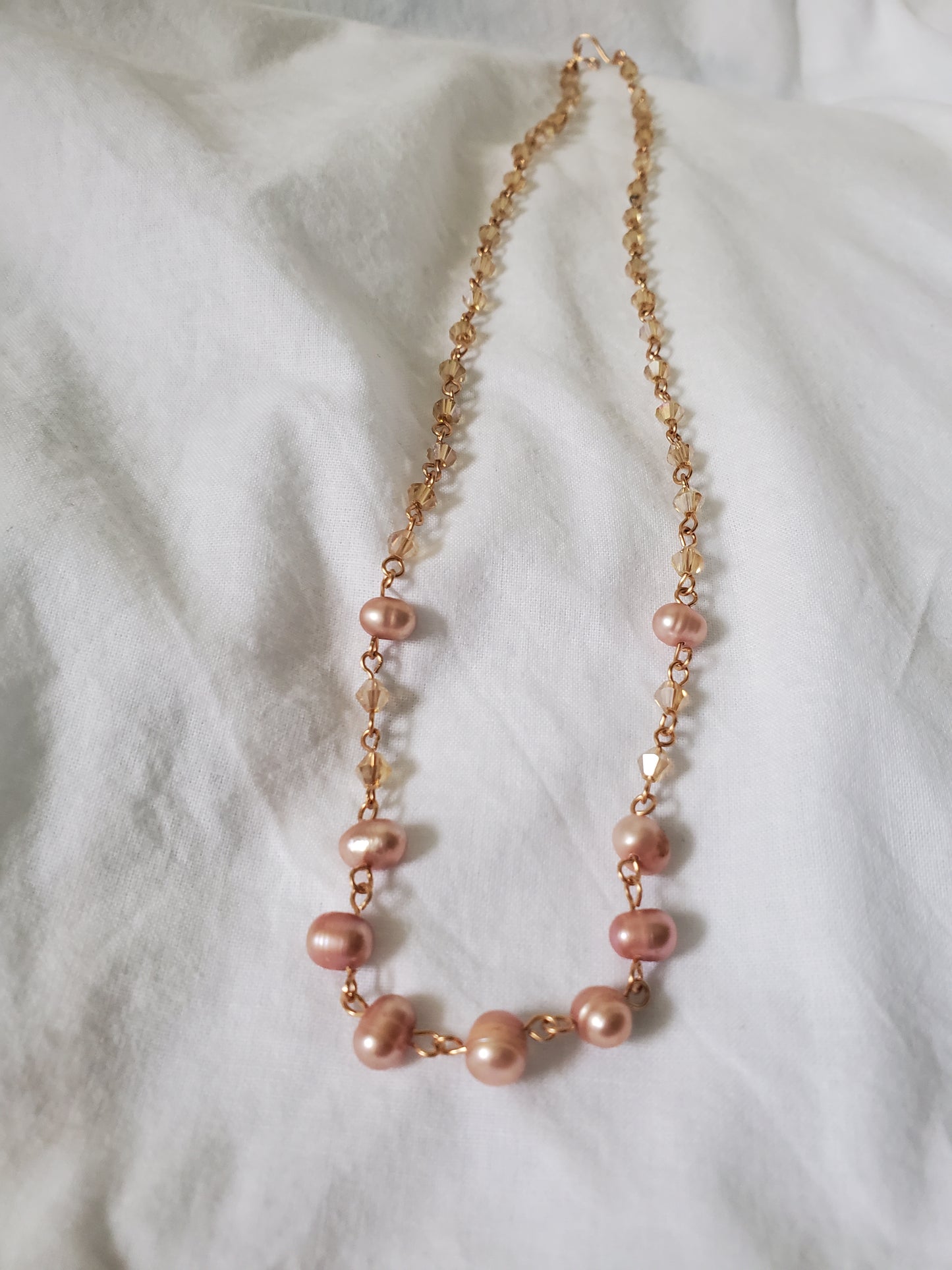 Pink Freshwater Pearls and Crystals