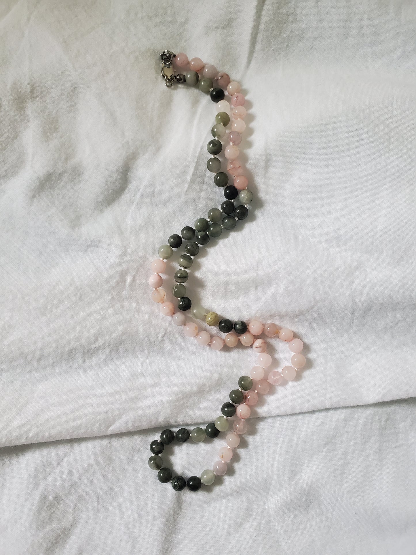 Rose Quartz & Hand-knotted Necklace