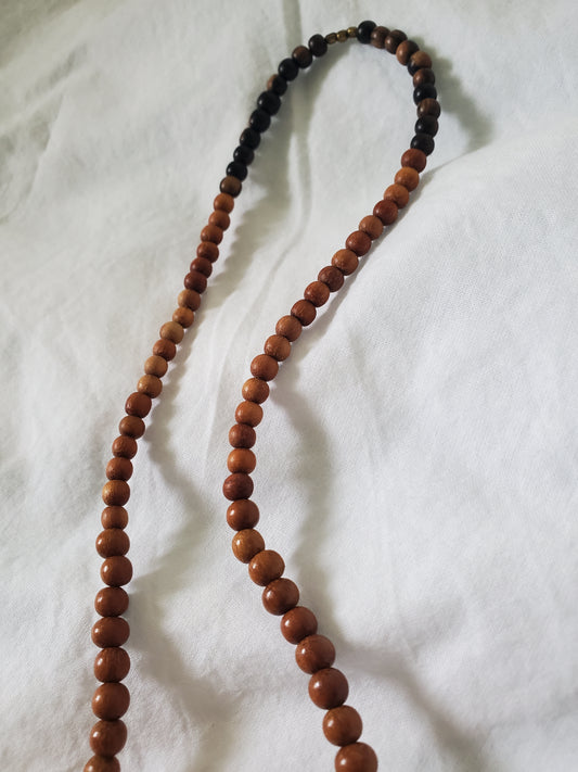 Tiger Eye & Wood Necklace