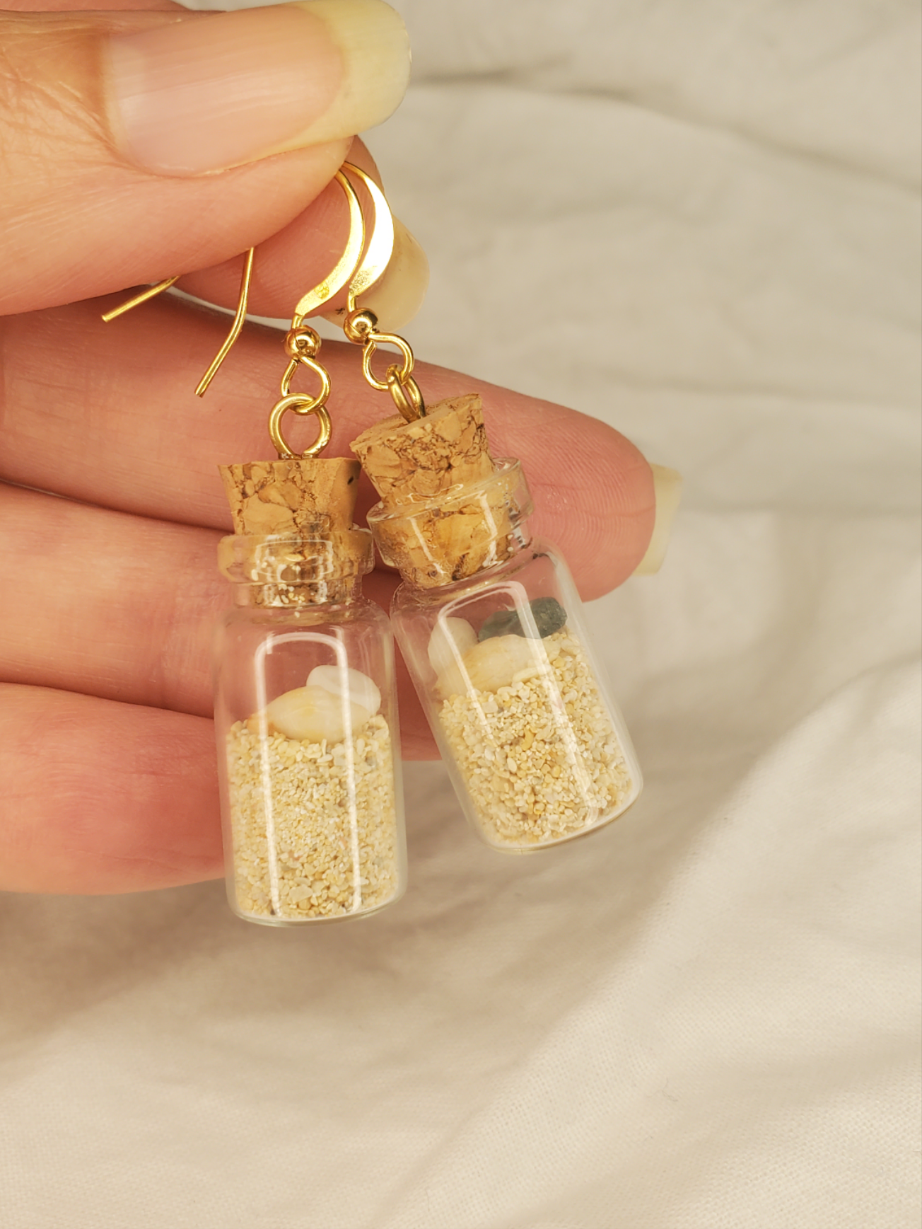 Ocean Bottle Charm Dangle-Shells, Seaglass & Sand
