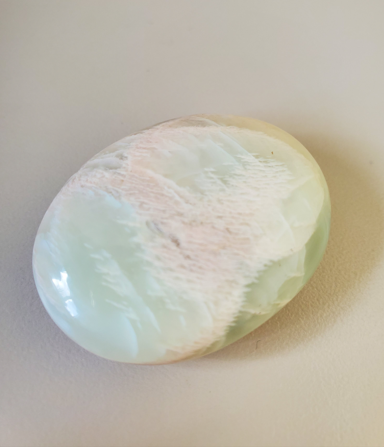 Parrot Green Moonstone Palm Stone Medium