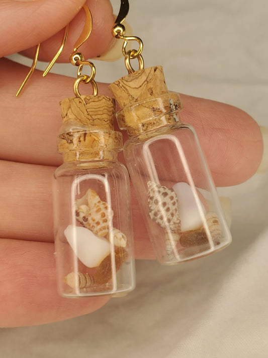 Ocean Bottle Charm Dangle-Shells & Glass