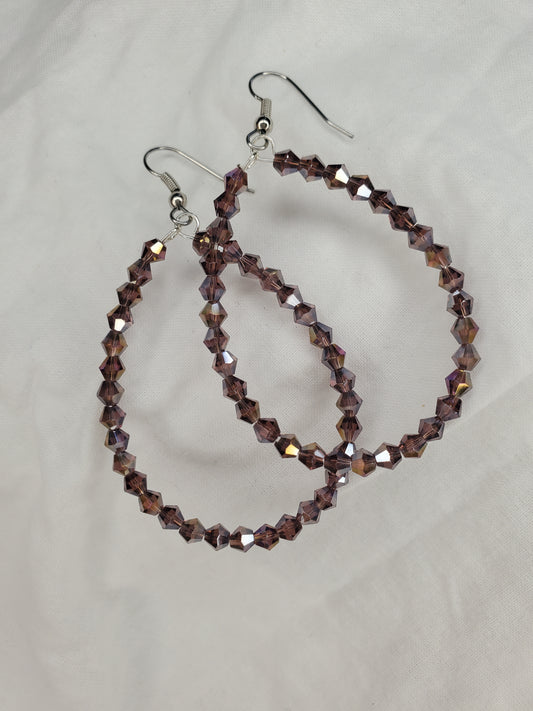 Fire Polished Crystal Hoops-Chrome/Black