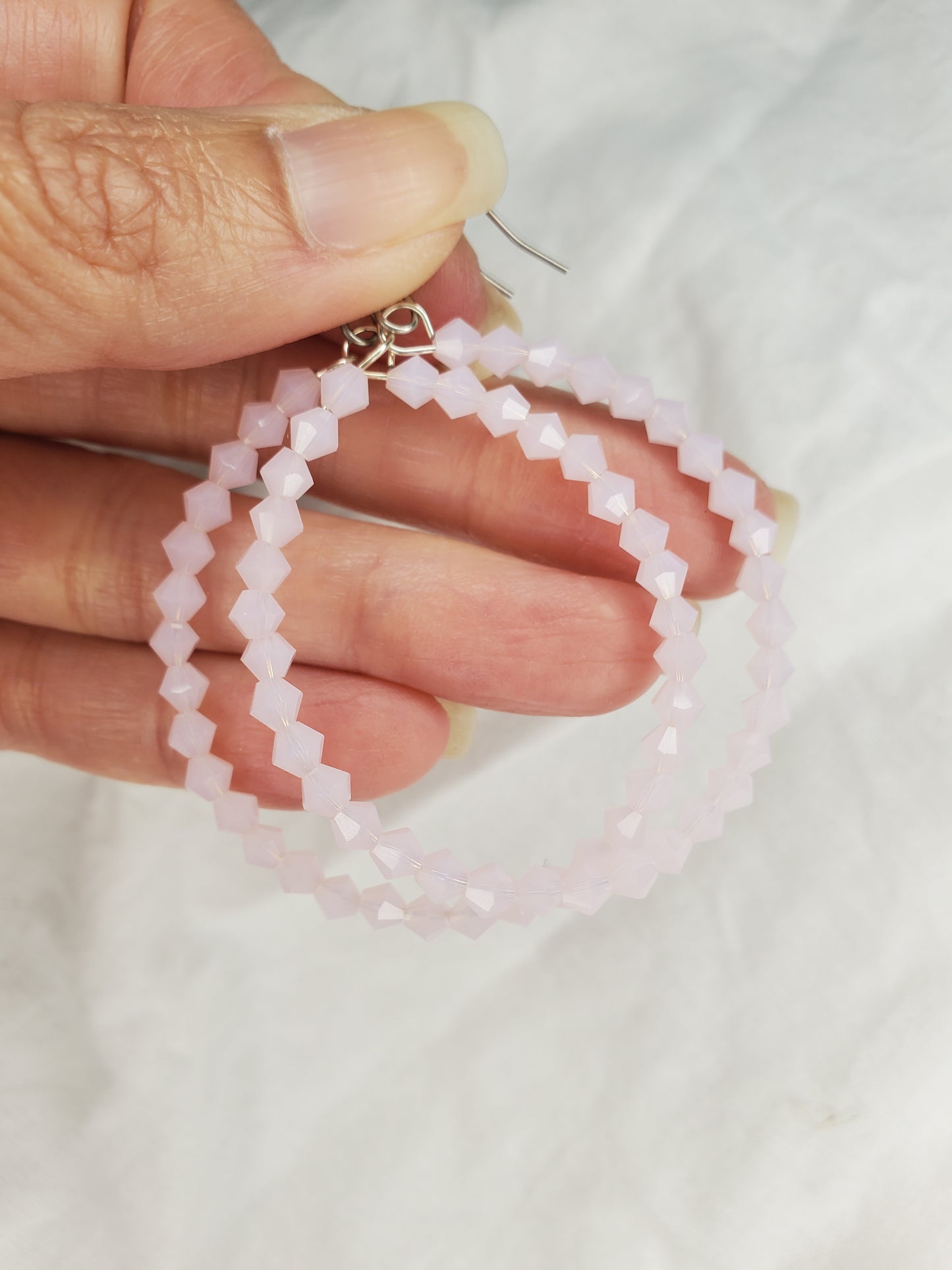 Fire Polished Crystal Hoops-Baby Pink
