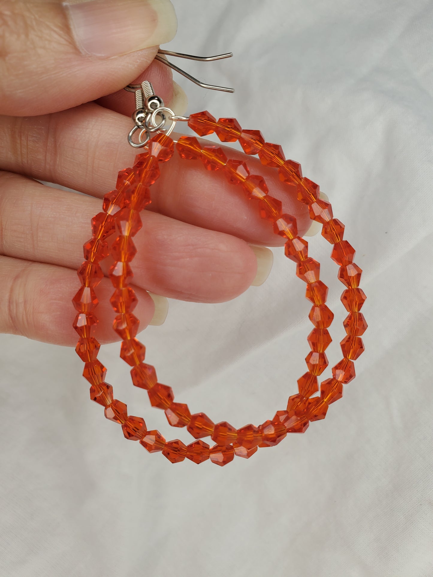 Fire Polished Crystal Hoops-Red