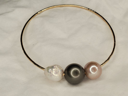 Trio Tahitian/Edison/Flameball Gold Bangle