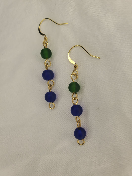 Sea Glass Bead Dangle Green/Blue