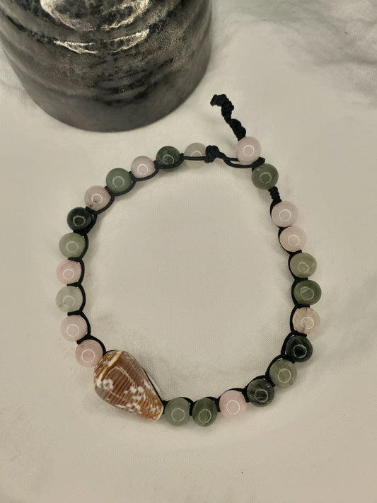 Macrame Green Aventurine Rose Quartz Bracelet
