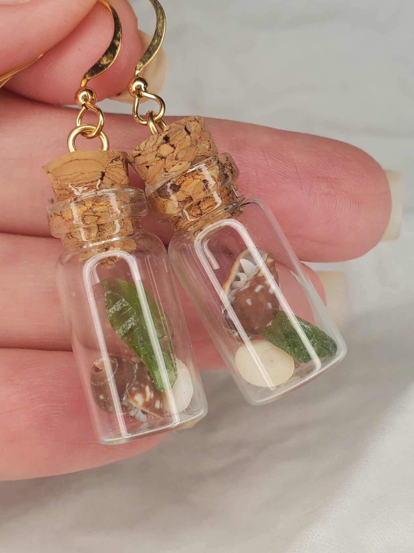 Ocean Bottle Charm Dangle-Shells & Seaglass