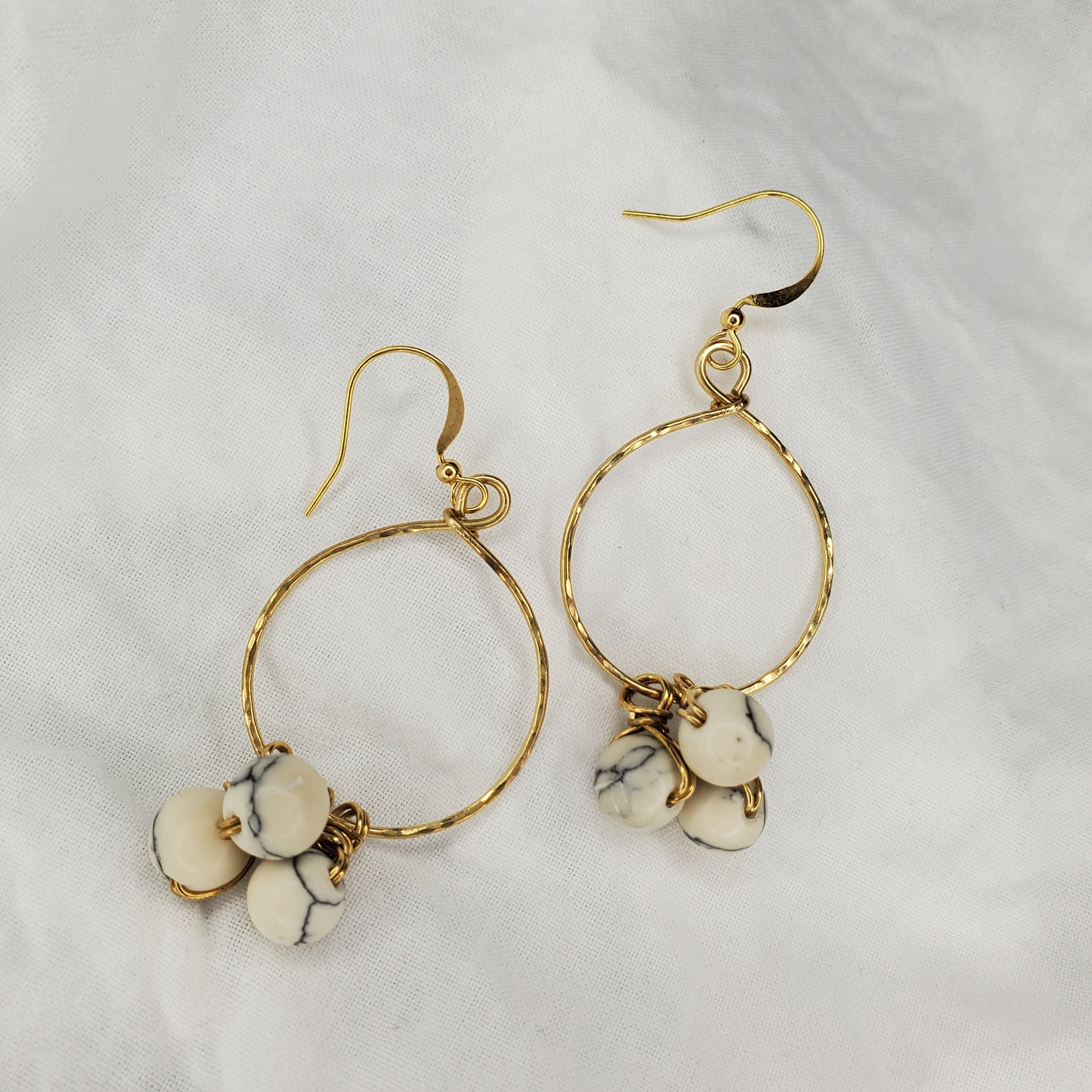 Trio Gemstone Brass Hoop