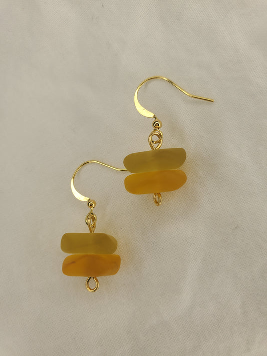 Sea Glass Dangle Mustard/Orange