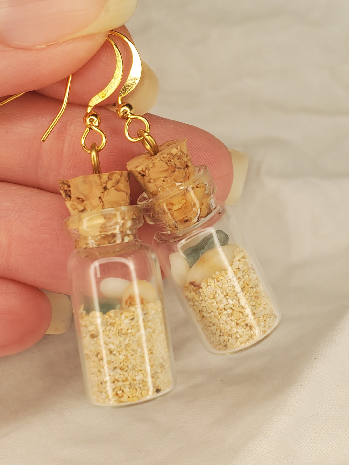 Ocean Bottle Charm Dangle-Shells, Seaglass & Sand