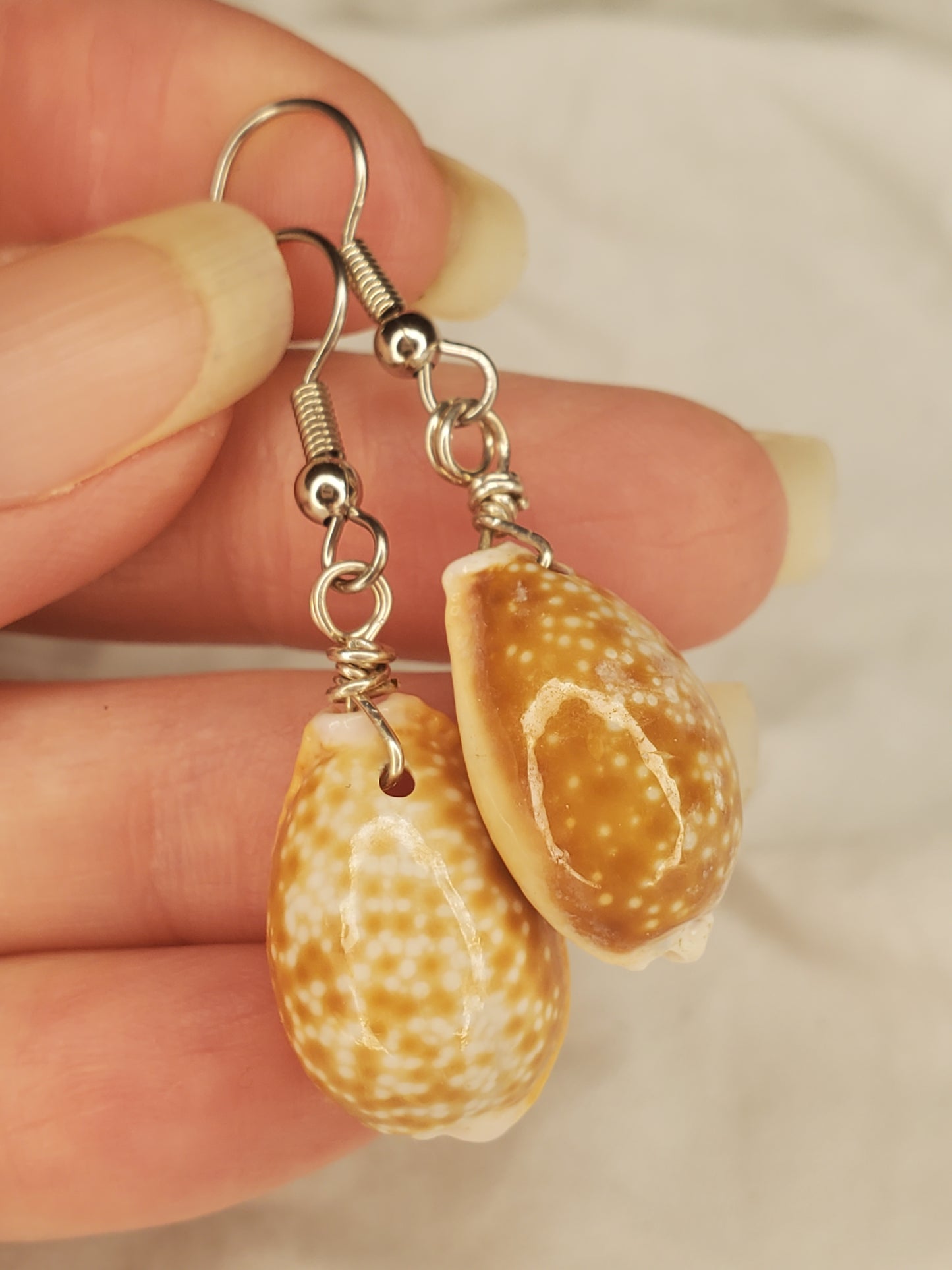 Honey Cowrie Shell Dangles