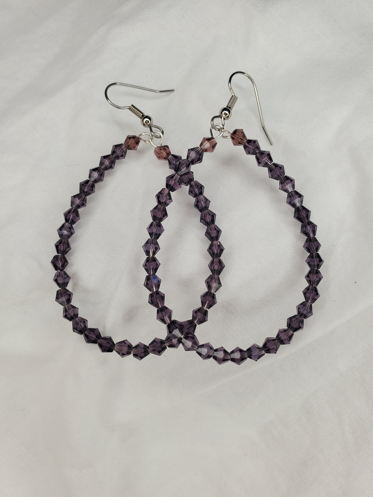 Fire Polished Crystal Hoops-Purple