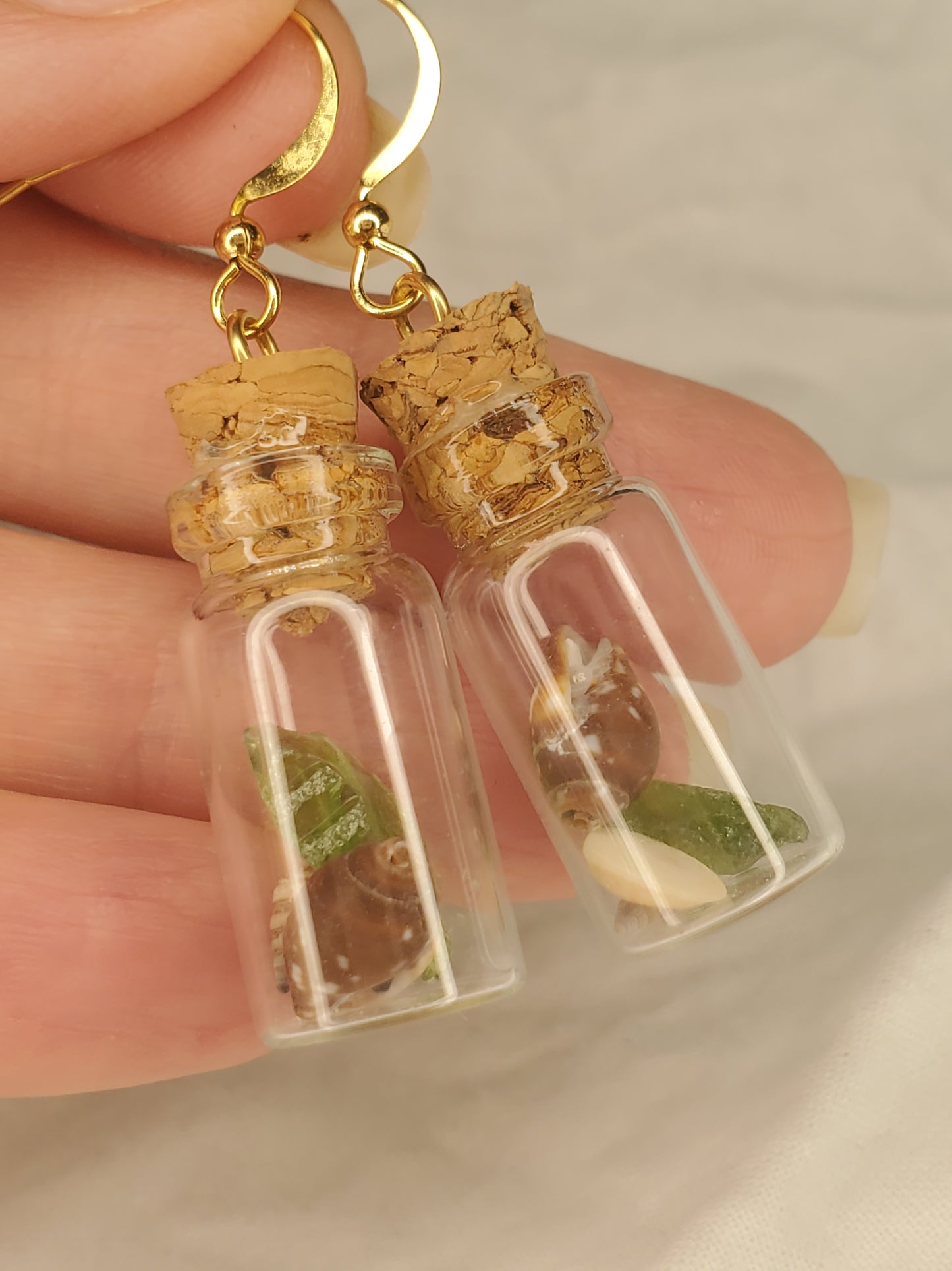 Ocean Bottle Charm Dangle-Shells & Seaglass