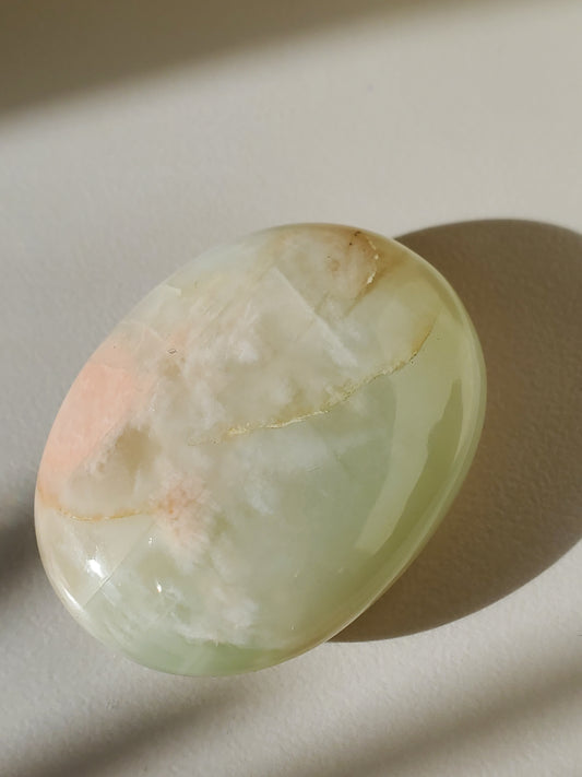 Parrot Green Moonstone Palm Stone Small