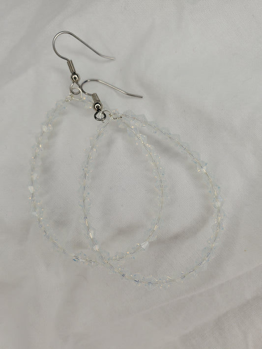 Fire Polished Crystal Hoops-Opaque White