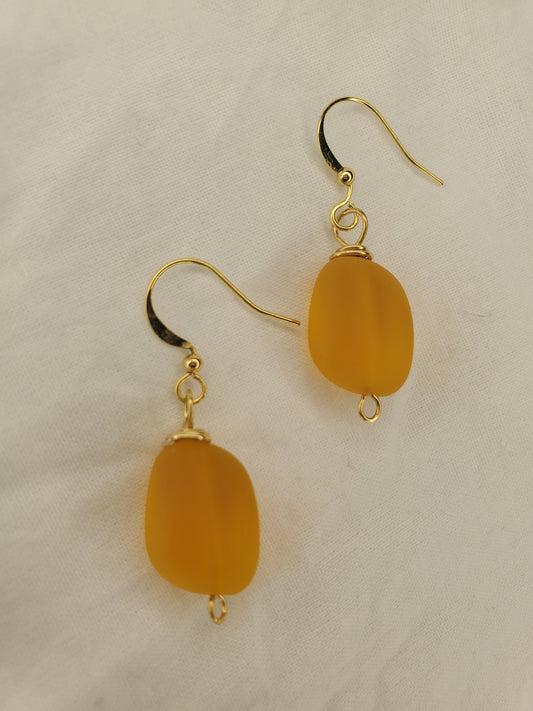 Sea Glass Dangle Dark Mustard
