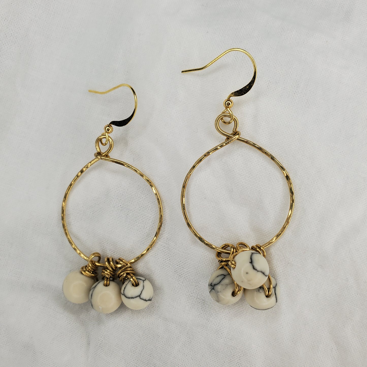 Trio Gemstone Brass Hoop