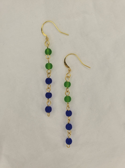 Sea Glass Bead Dangle Green/Blue