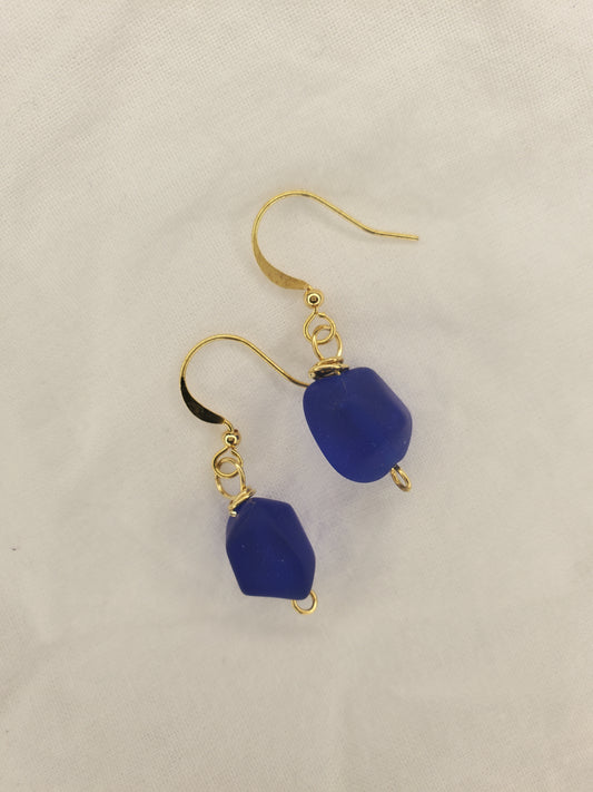 Sea Glass Dangle Dark Blue