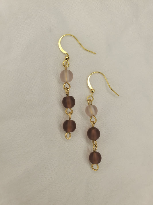 Sea Glass Bead Dangle Purple