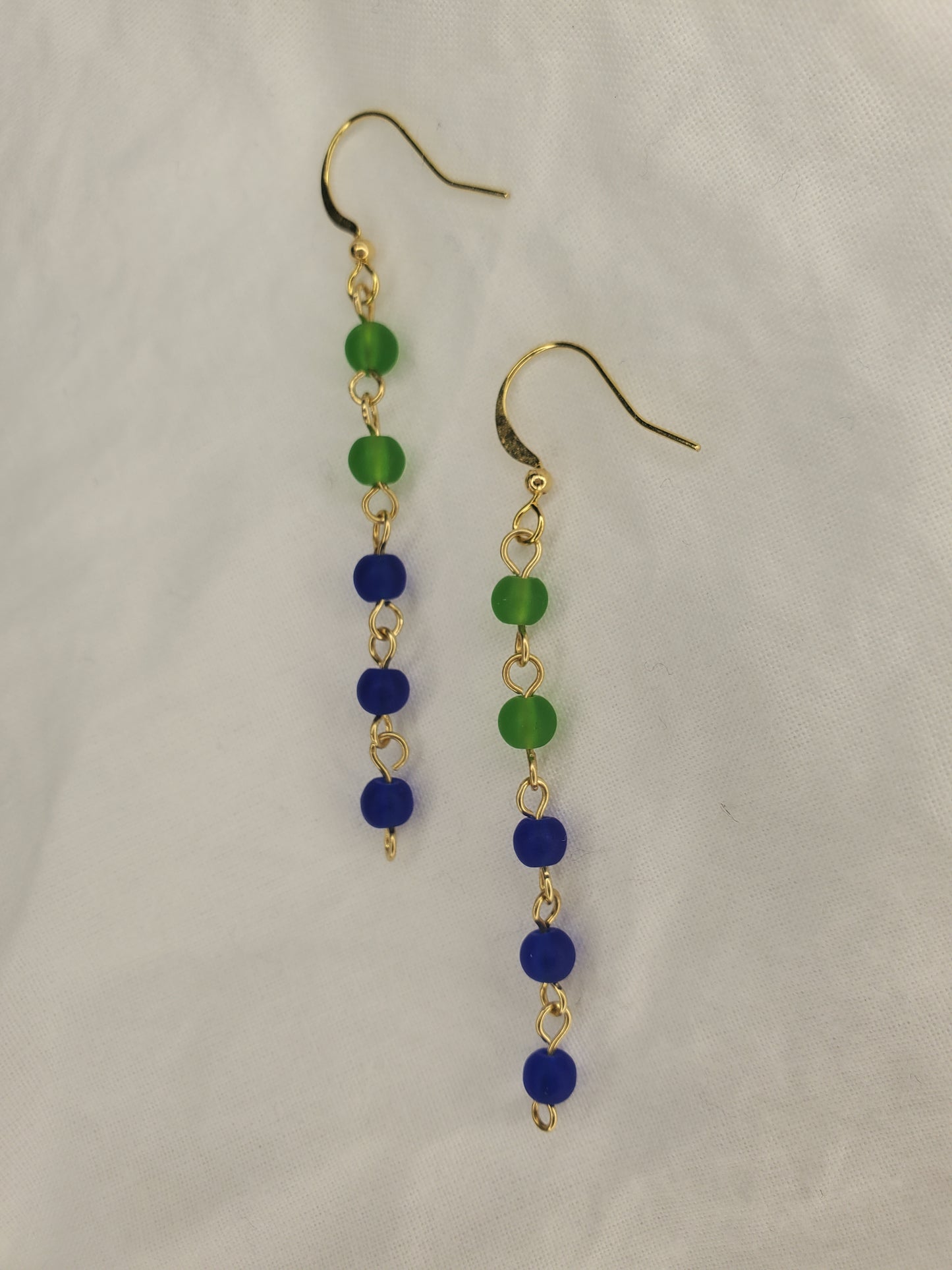 Sea Glass Bead Dangle Royal/Green