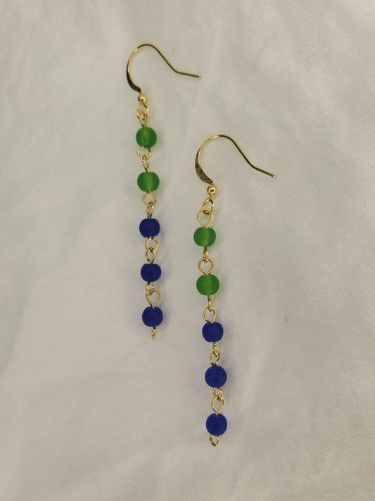 Sea Glass Bead Dangle Royal/Green