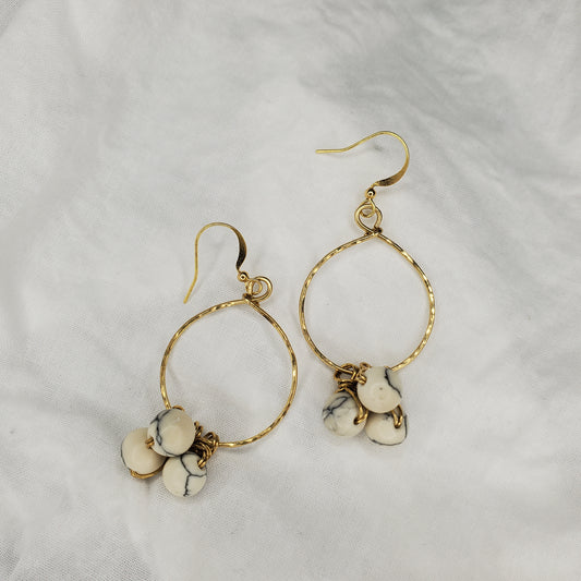 Trio Gemstone Brass Hoop