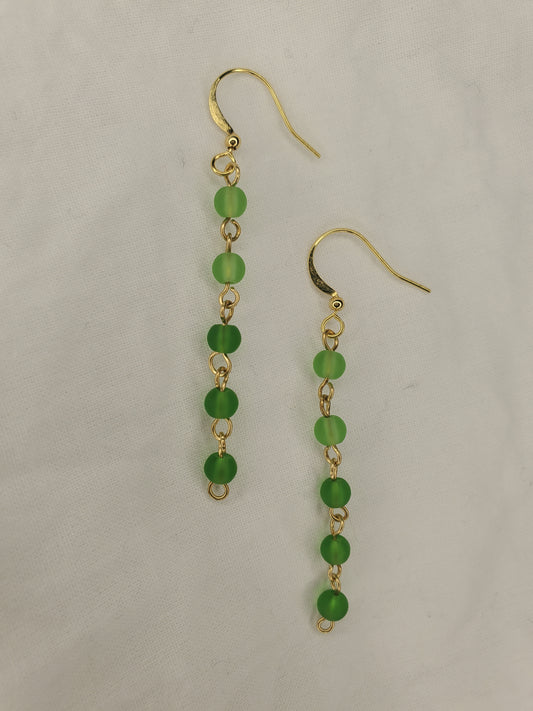 Sea Glass Bead Dangle Green Ombre