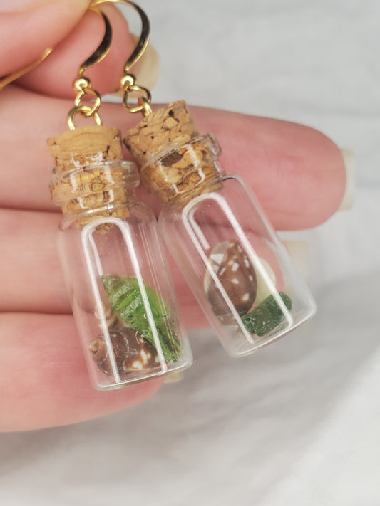 Ocean Bottle Charm Dangle-Shells & Seaglass