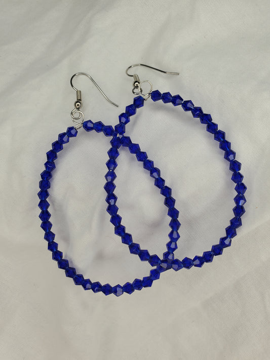 Fire Polished Crystal Hoops-Royal Blue