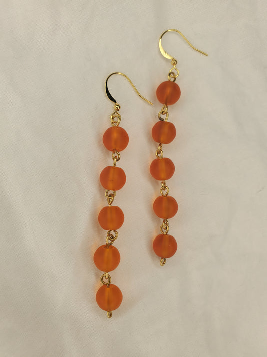 Sea Glass Bead Dangle Orange